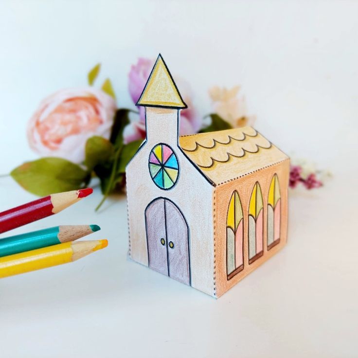 Printable origami paper church paper church kitfolded paper