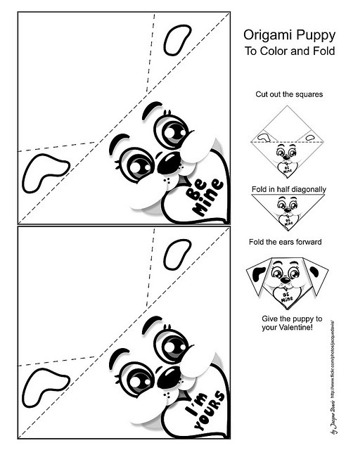 Very easy origami puppy to color and fold origami easy origami origami patterns