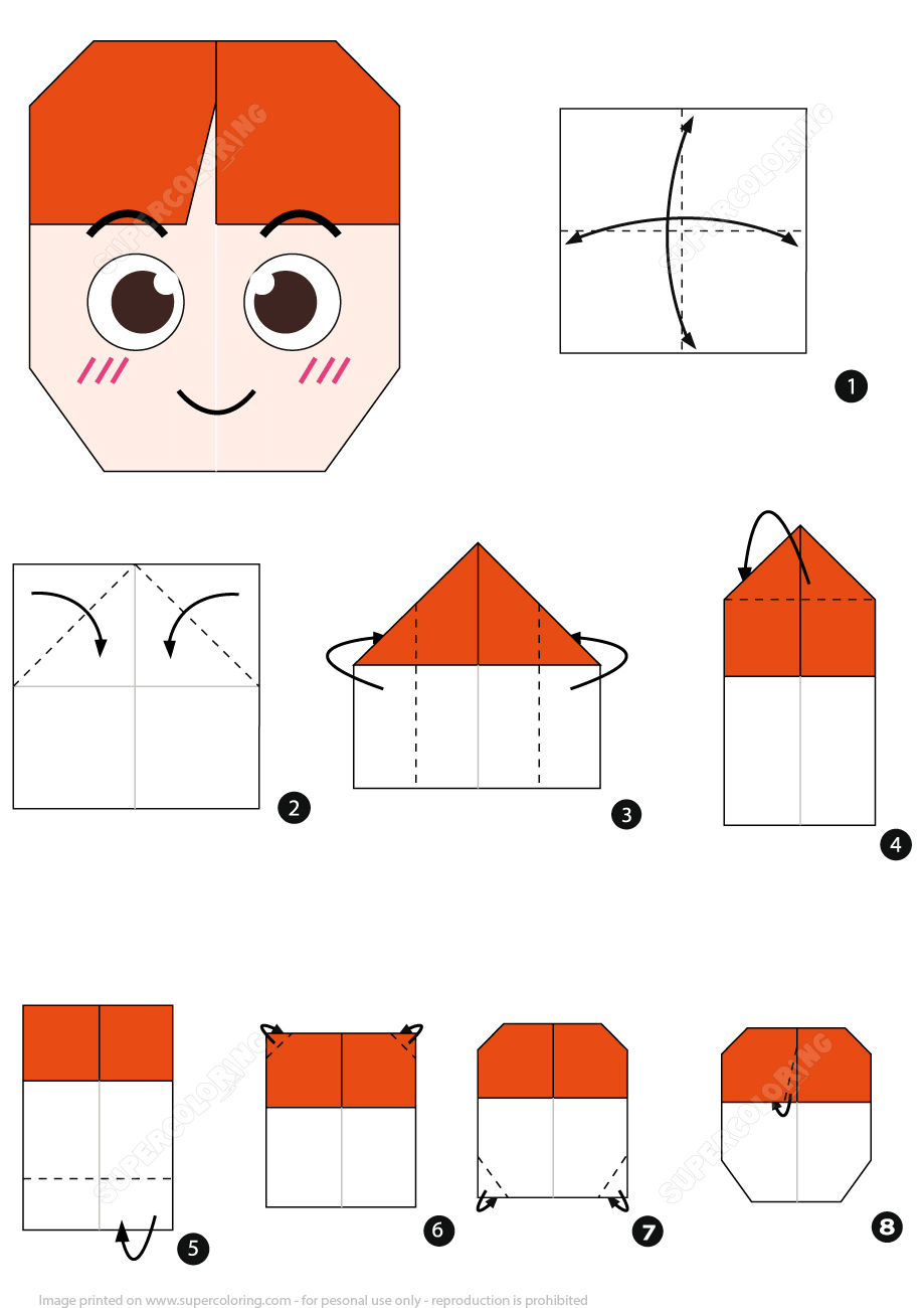 Origami boy face instructions free printable papercraft templates