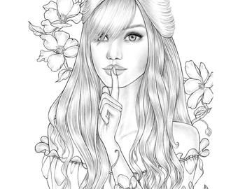 Origami coloring page for adults grayscale coloring page instant download lana green art jpeg pdf