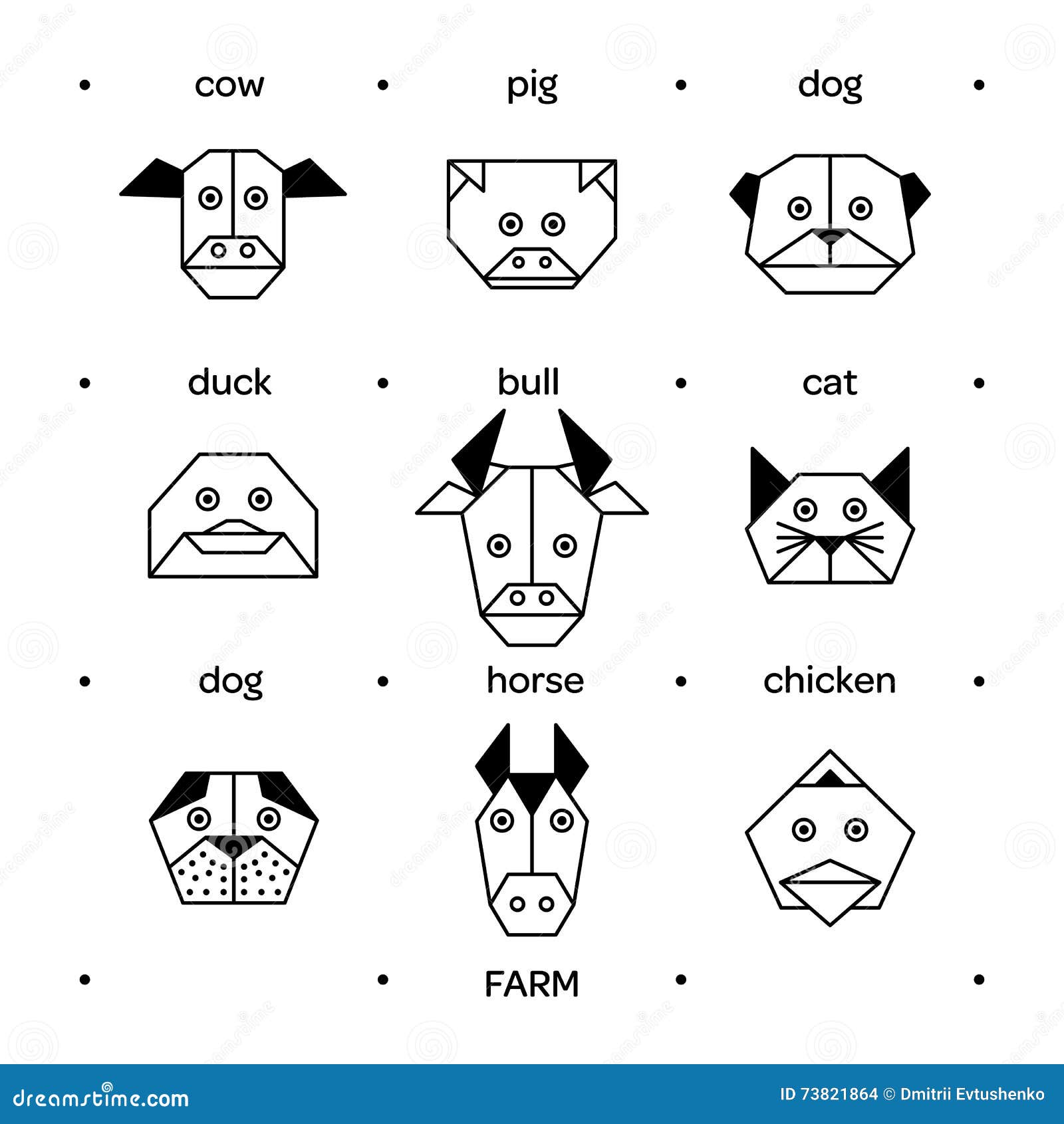 Animals farm origami stock vector illustration of chicken