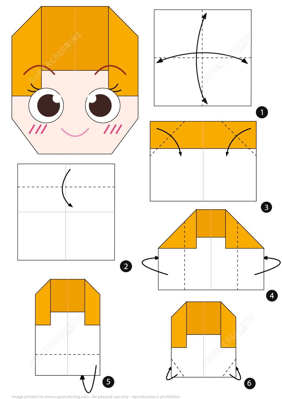 Origami girl face instructions free printable papercraft templates