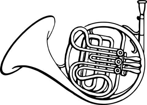 Vintage french horn coloring page free printable coloring pages