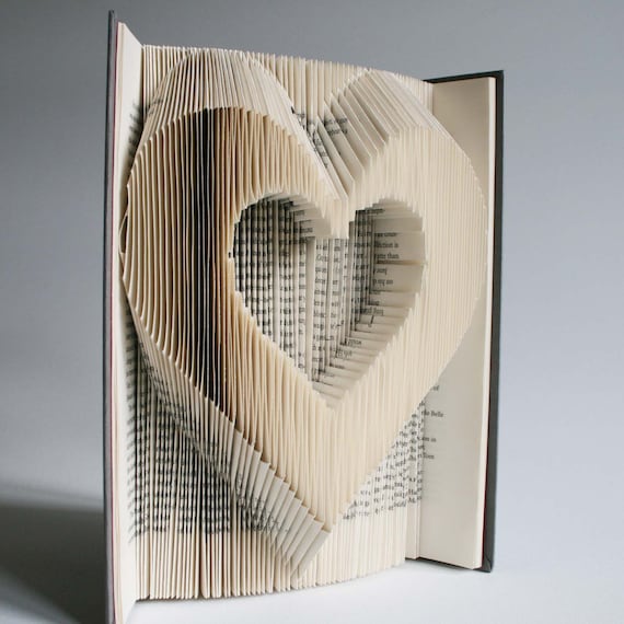 Heart book folding pattern cuts plus free printable downloads pdf to personalise your book art and full step by step tutorial