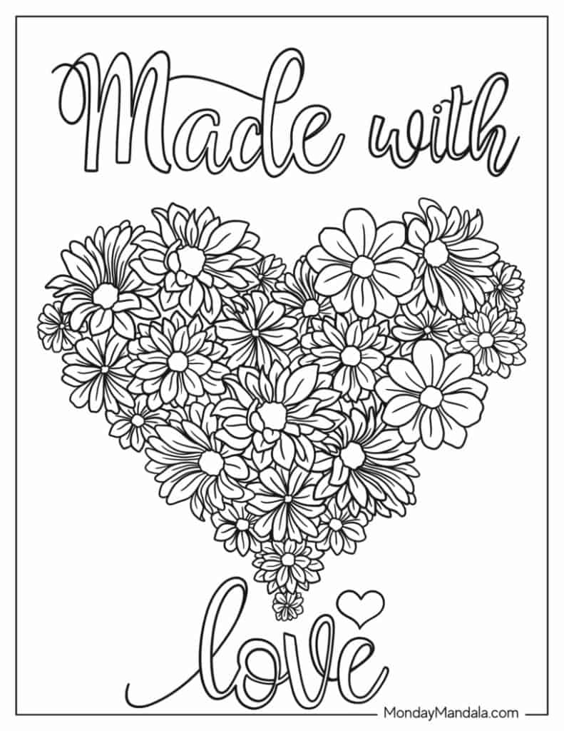 Heart coloring pages free pdf printables