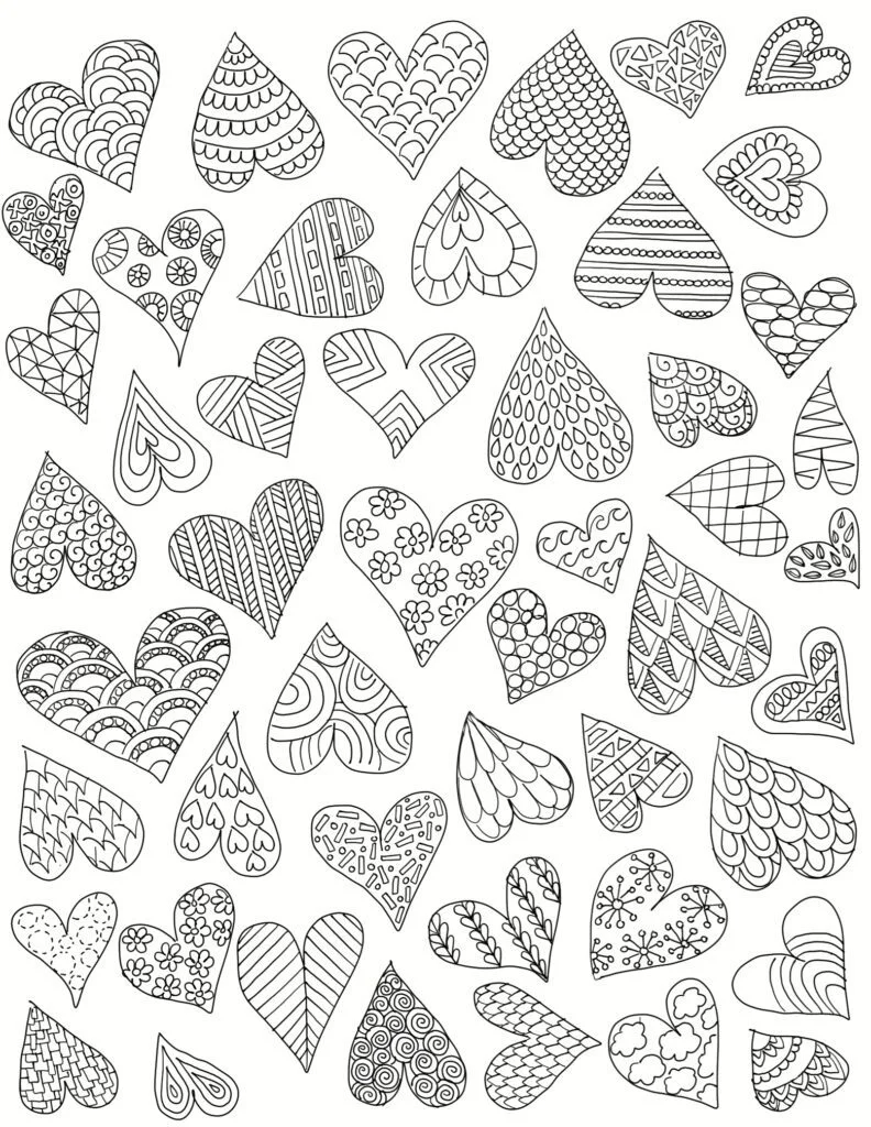 Heart coloring pages â free printables for adults and kids