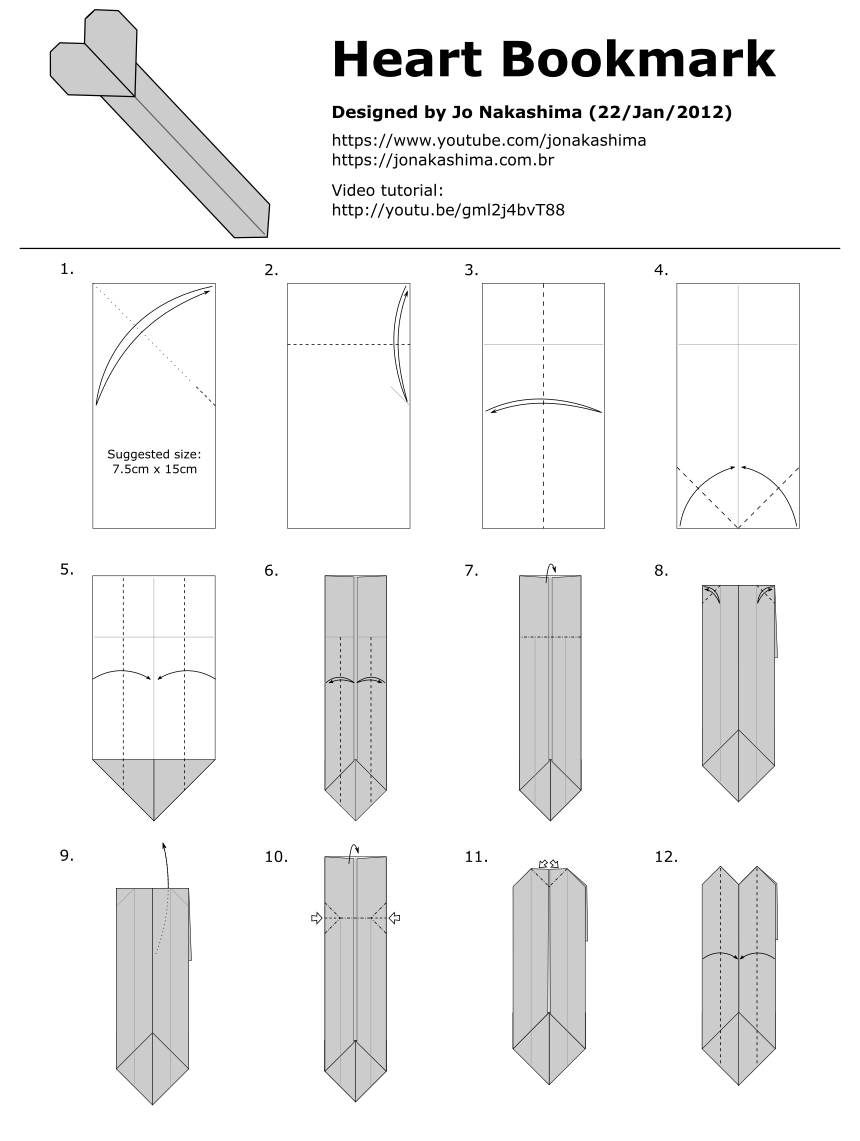 Origami heart bookmark