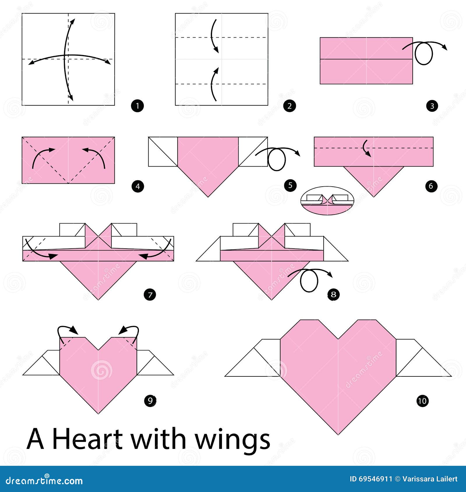 Heart origami instructions stock illustrations â heart origami instructions stock illustrations vectors clipart