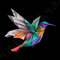Lorful origami hummingbird framed print