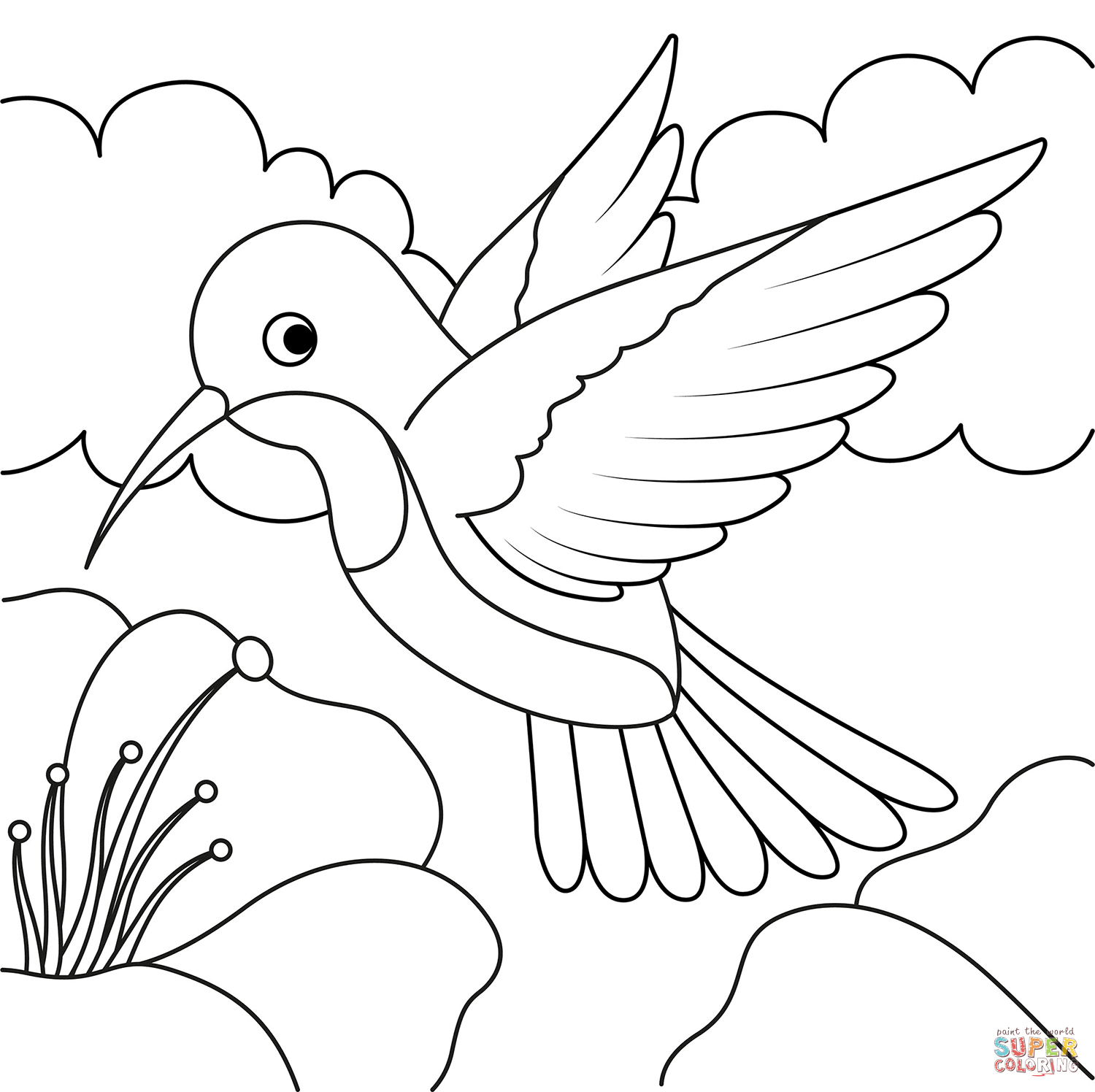 Cartoon hummingbird coloring page free printable coloring pages