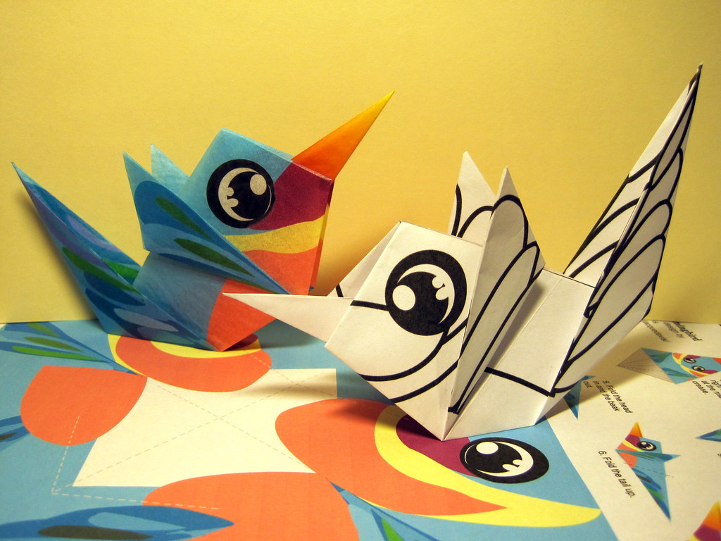 Origami hummingbirds colored paper to print or color yourâ