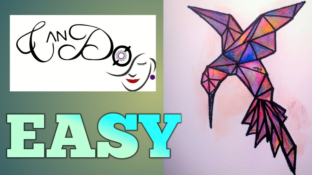 How to draw geometric animals step by step geometric hummingbird easy geometric animal drawing art