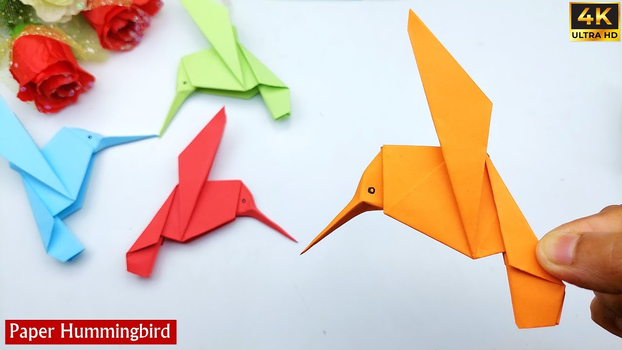 How to make a paper bird origami hummingbird easy paper crafts for school projects