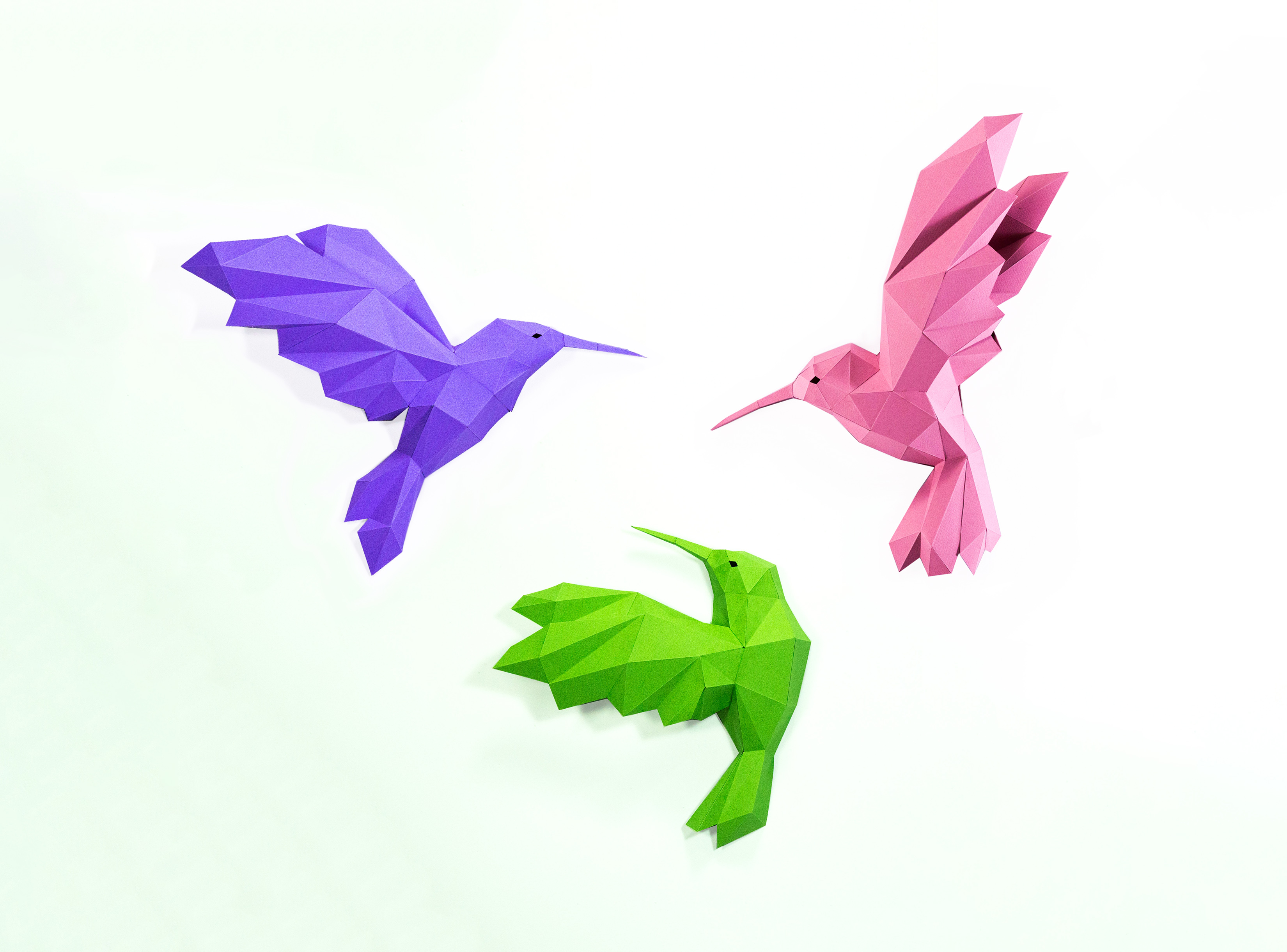 Hummingbird paper craft digital template origami pdf down