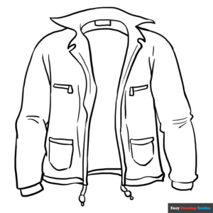 Jacket coloring page easy drawing guides