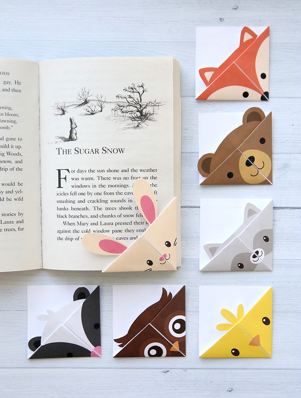 Diy woodland animals origami bookmarks print fold