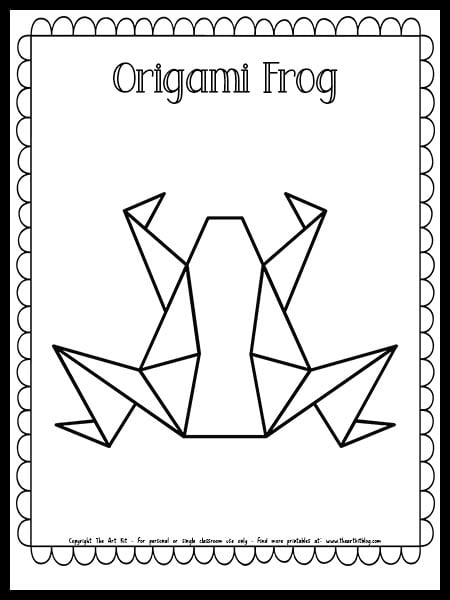Origami frog coloring page free printable â the art kit