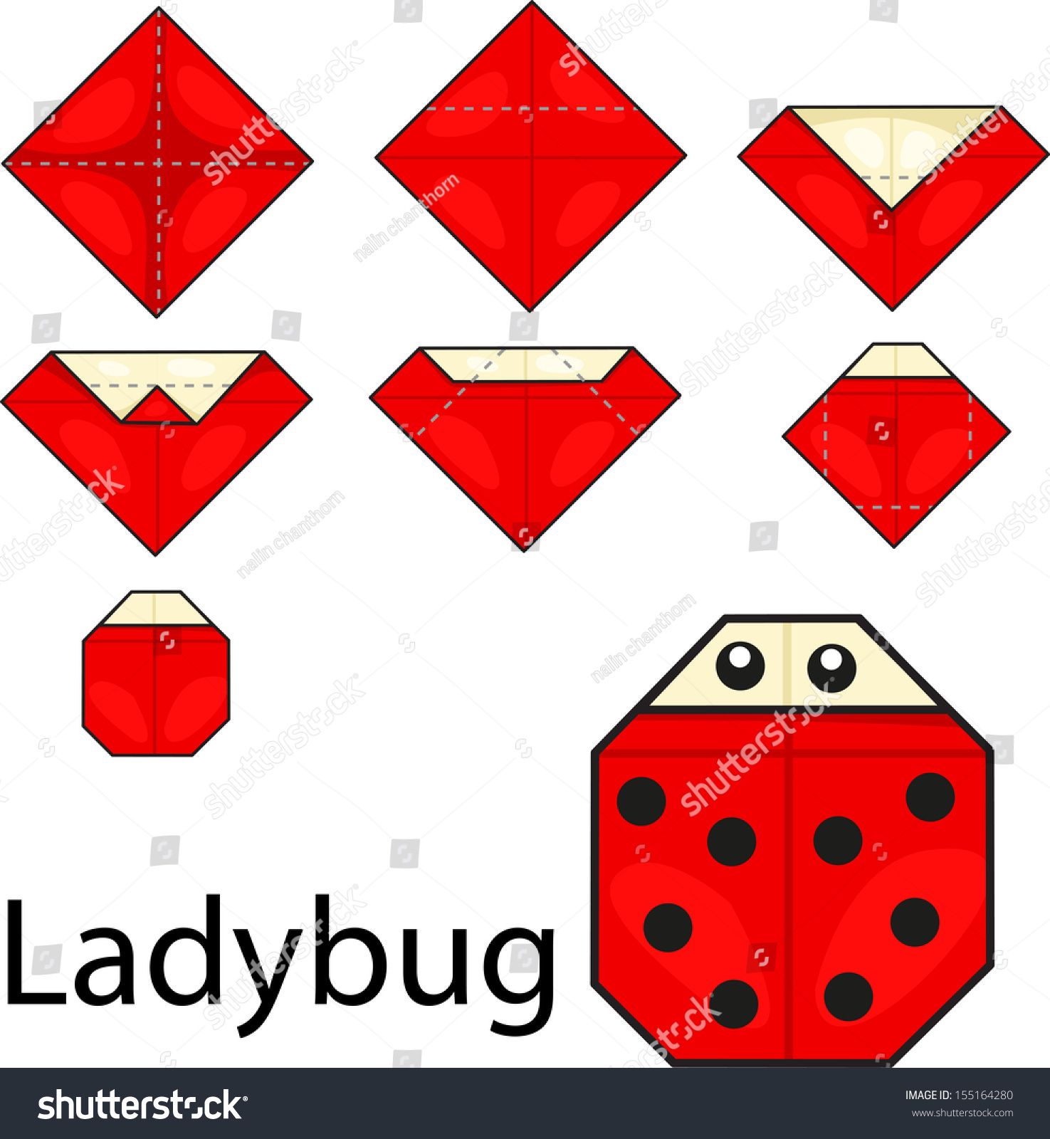 Illustrator origami ladybug stock vector royalty free