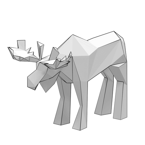 D papercraft model of low poly moose free printable papercraft templates