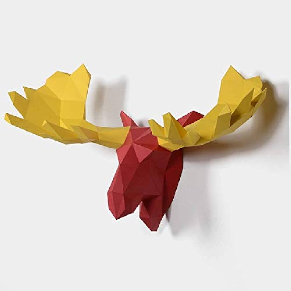 Moose diy paper craft kitïpre cut d papercraft for wall decoration creattive d low poly puzzle wall decomulti color optionsaccessories included with quality paperstock ï recycled handmade products