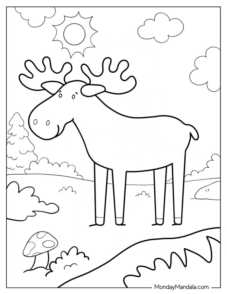 Moose coloring pages free pdf printables