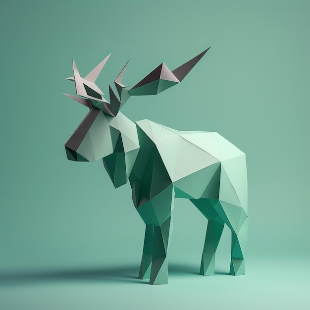Premium ai image minimalist origami moose position