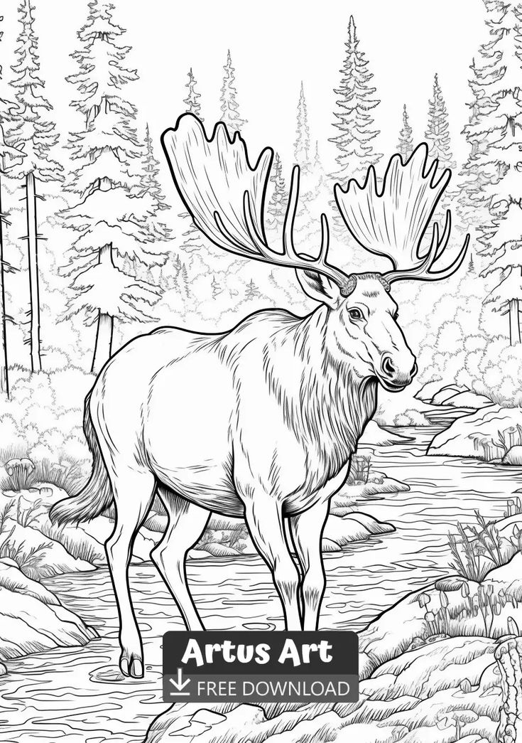 Moose coloring page coloring pages animal coloring pages printable coloring pages