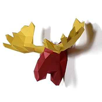 Moose diy paper craft kitïpre cut d papercraft for wall decoration creattive d low poly puzzle wall decomulti color optionsaccessories included with quality paperstock ï recycled handmade products