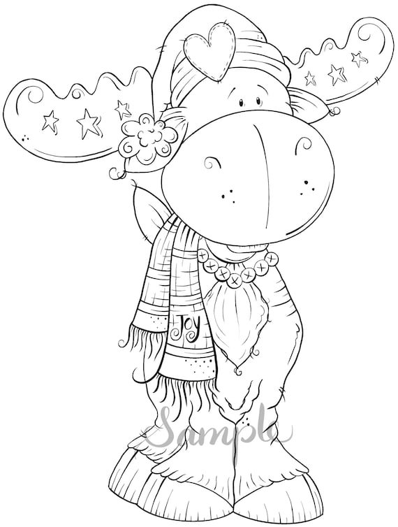Winter molly moose coloring page line art png clipart mercial use instant digital download dye sublimation