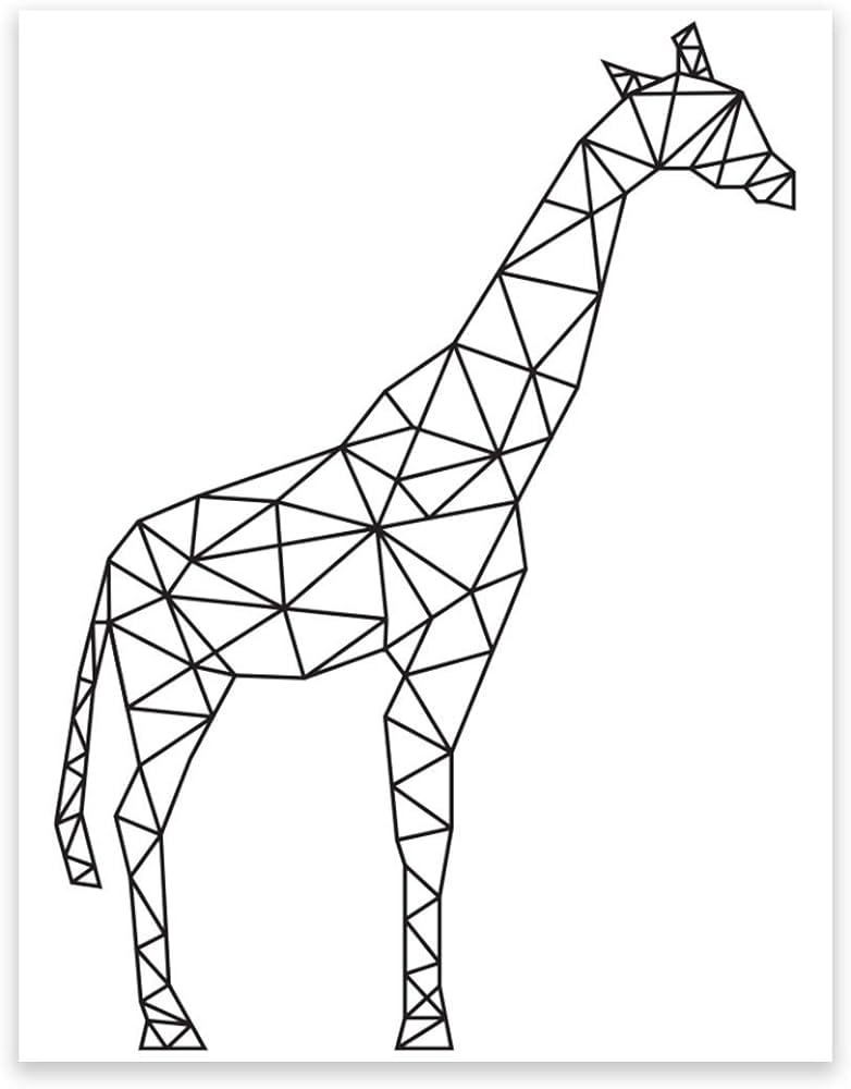 Andaz press geometric origami wall art collection black and white minimalist print giraffe x