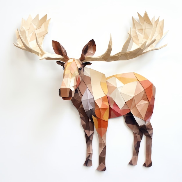 Premium ai image earthy palette origami moose paper craft with watercolour
