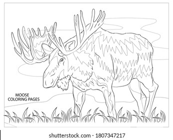 Moose coloring page vector art icons and graphics for free download
