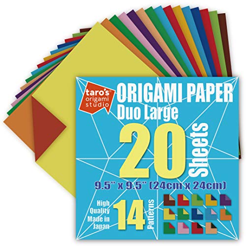 Taros origami studio large duo different colors on each side double sided standard inch cm kami paper with color change patterns sheets made in japan