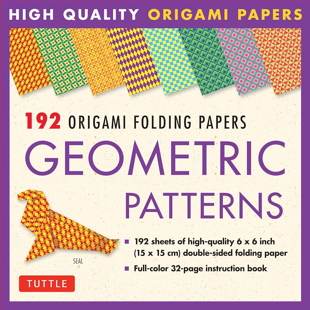 Origami folding papers in geometric patterns x inch origami paper printed with different patterns origami book with instructions projects included tuttle studio arts crafts sewing
