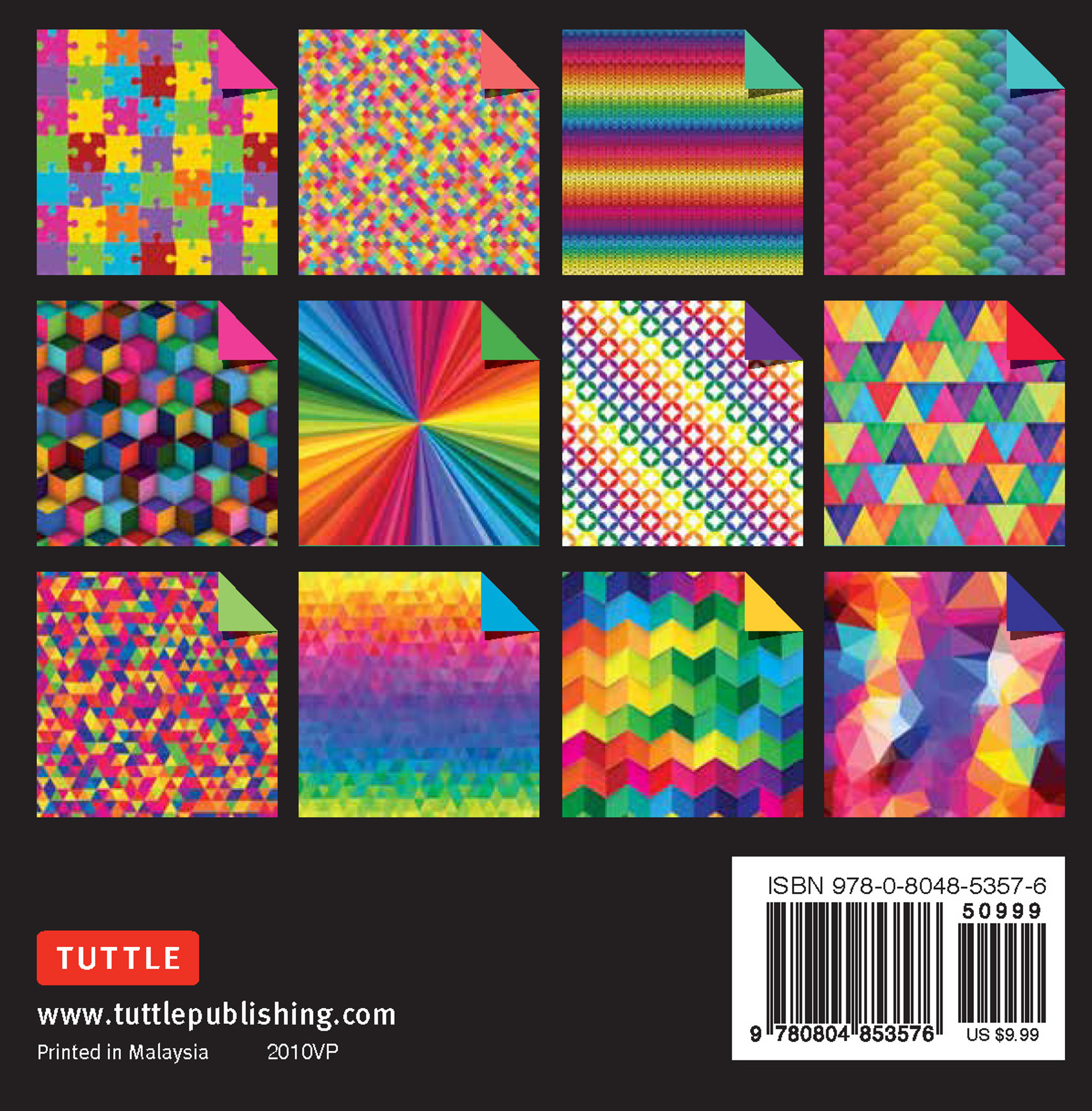 Origami paper sheets rainbow patterns cm