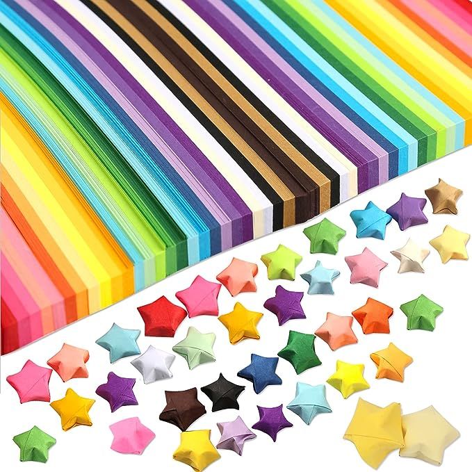 Sheets star origami paper assortment color star paper strip double sided origami stars paper solid color decoration paper strips diy hand art crafts