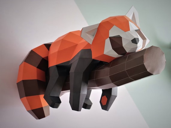 Red panda model create your own d papercraft red panda origami red panda paper sculpture pdf papercraft template instant download