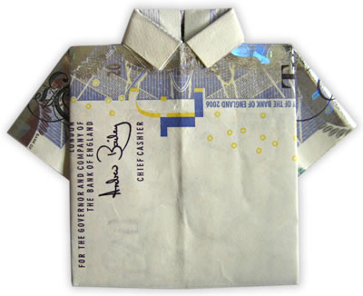 Money origami shirt folding instructions