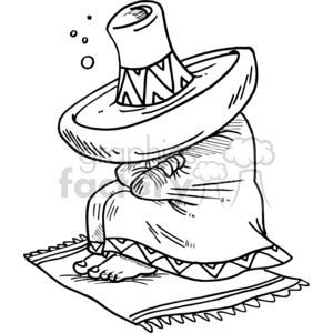 Mexican sleeping under his sombrero clipart mercial use image vintage illustration art clip art coloring pages