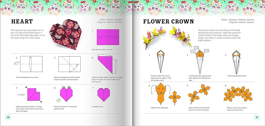 Day of the ad origami inclus projects festive sheets of origami paper and sheets for you to color hinkler books books
