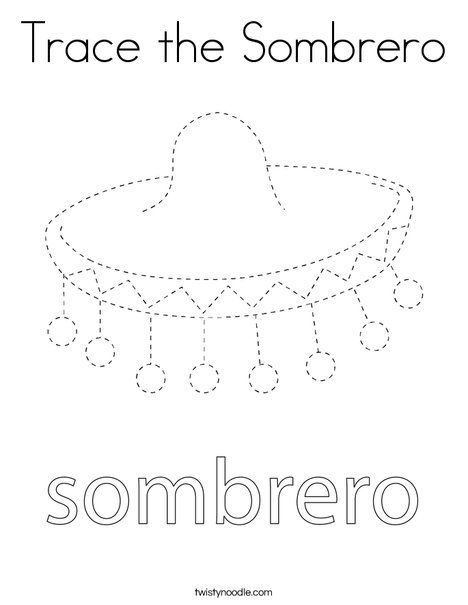 Trace the sombrero coloring page