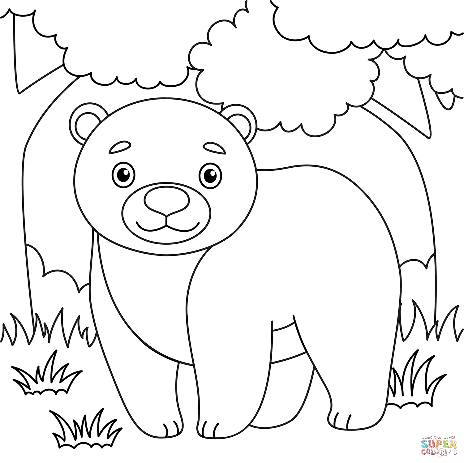 Cute bear coloring page free printable coloring pages