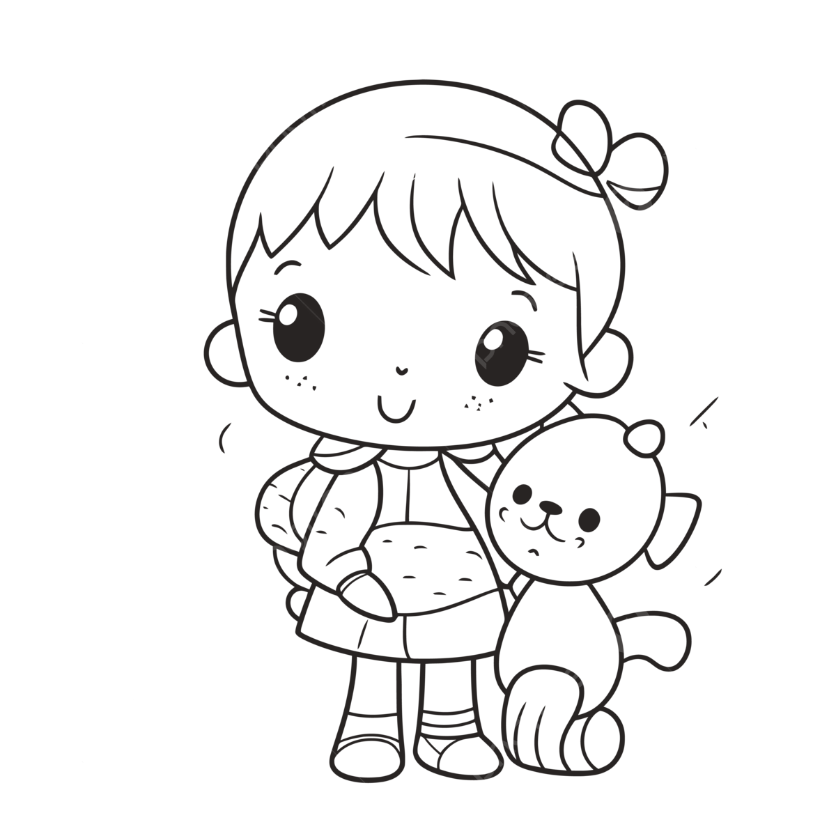 Little girl sitting in a backpack holding a teddy bear coloring pages outline sketch drawing vector passion drawing passion outline passion sketch png and vector with transparent background for free download