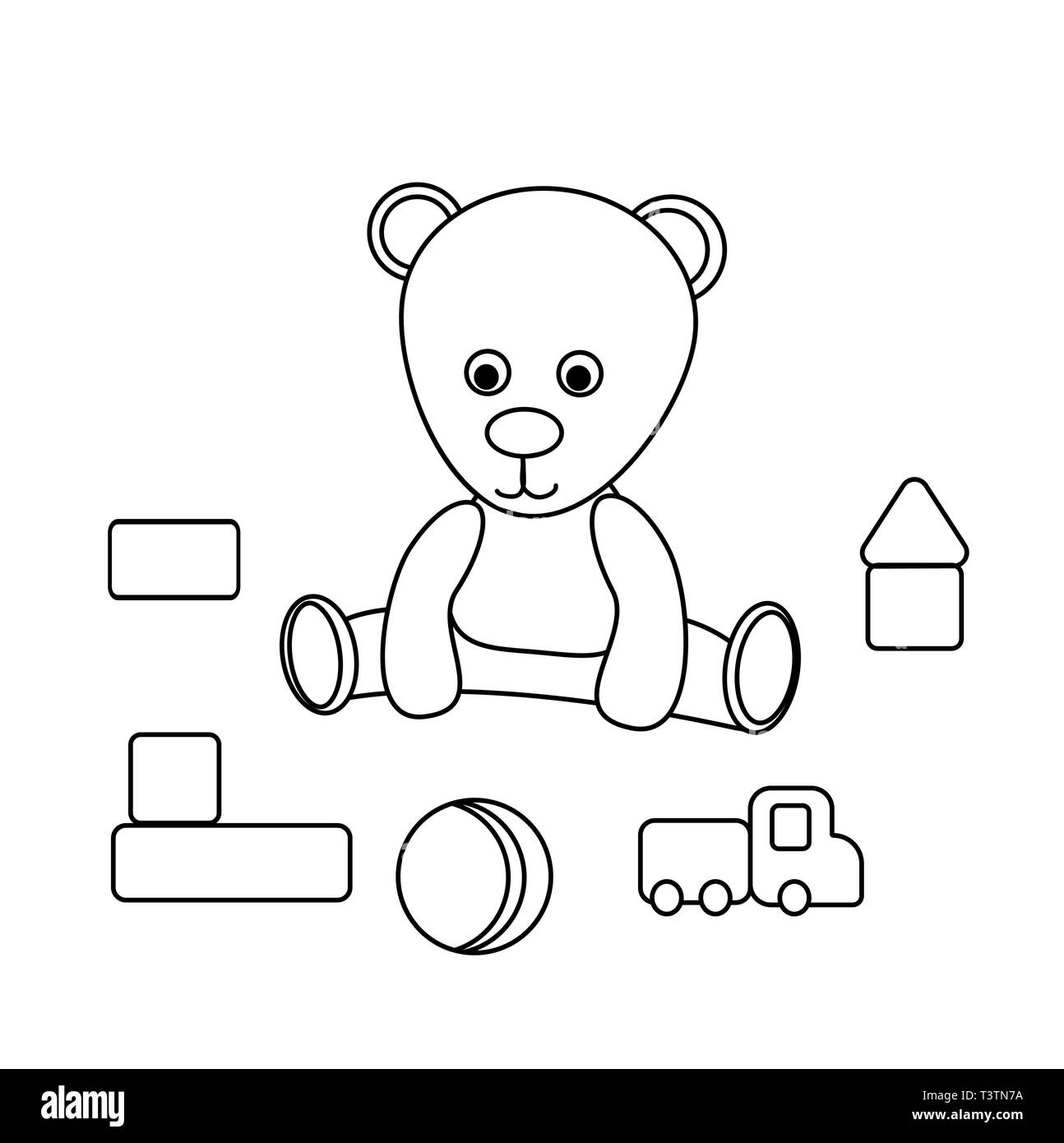 Cartoon children toys outline hi