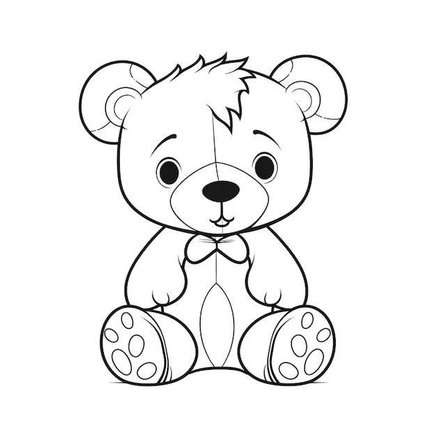 Premium ai image coloring pages of a teddy bear with a bow tie generative ai