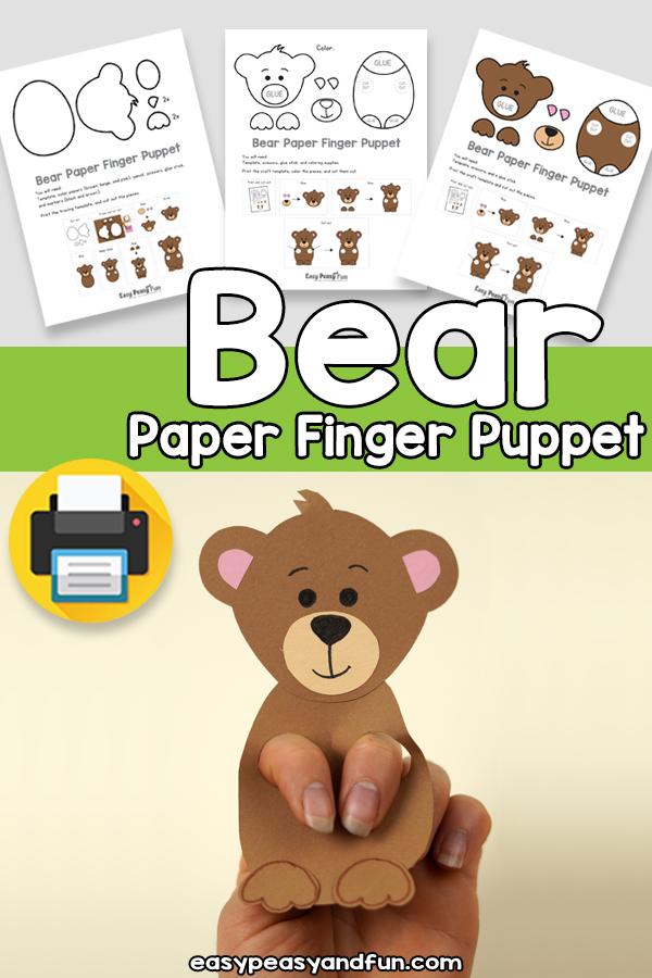 Bear paper finger puppet template â easy peasy and fun hip