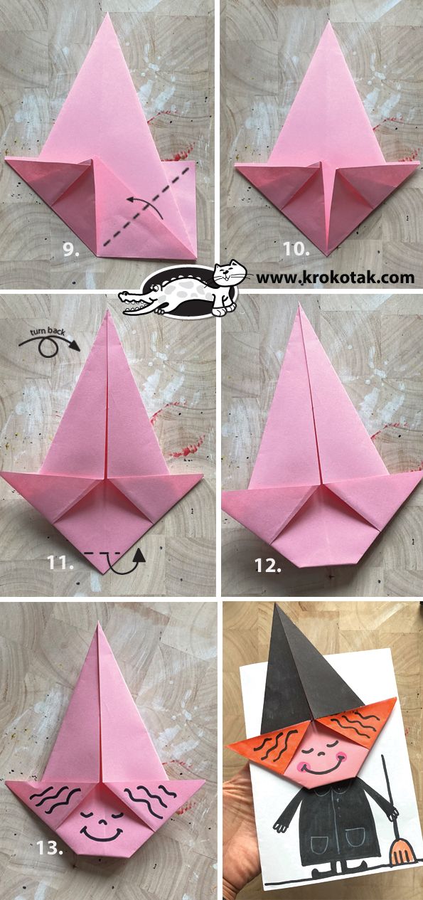 Krokotak origami witch halloween origami halloween crafts for kids bricolage halloween