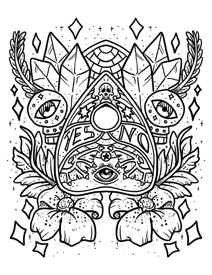 Planchette coloring page witch printable pdf quija digital download witchy printable pdf