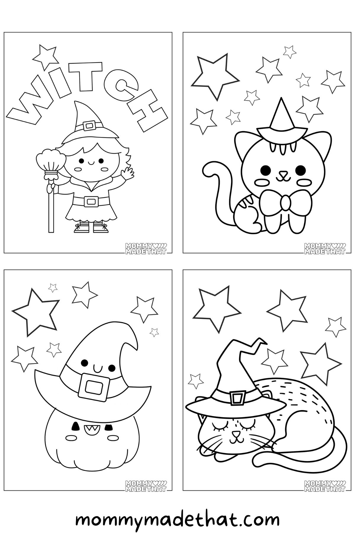 Cute witch coloring pages free printables