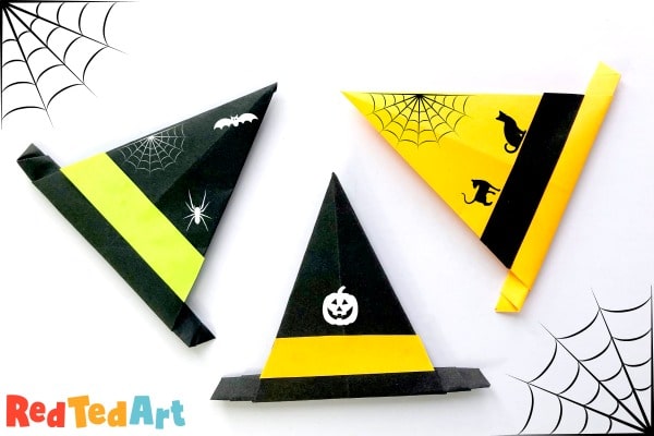 Easy witch hat origami for halloween